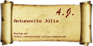 Antunovits Júlia névjegykártya