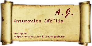 Antunovits Júlia névjegykártya